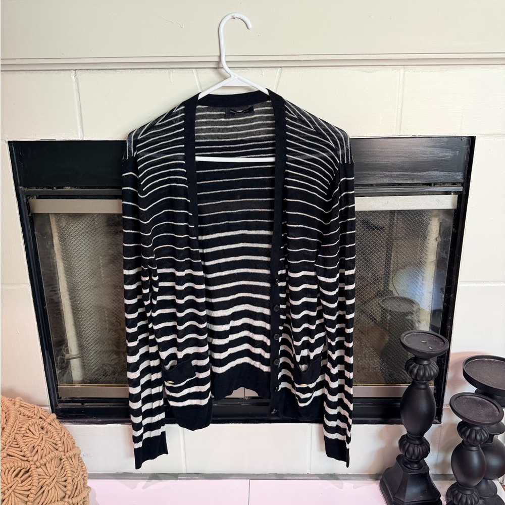 Banana Republic Black and White Striped Women's Sweater